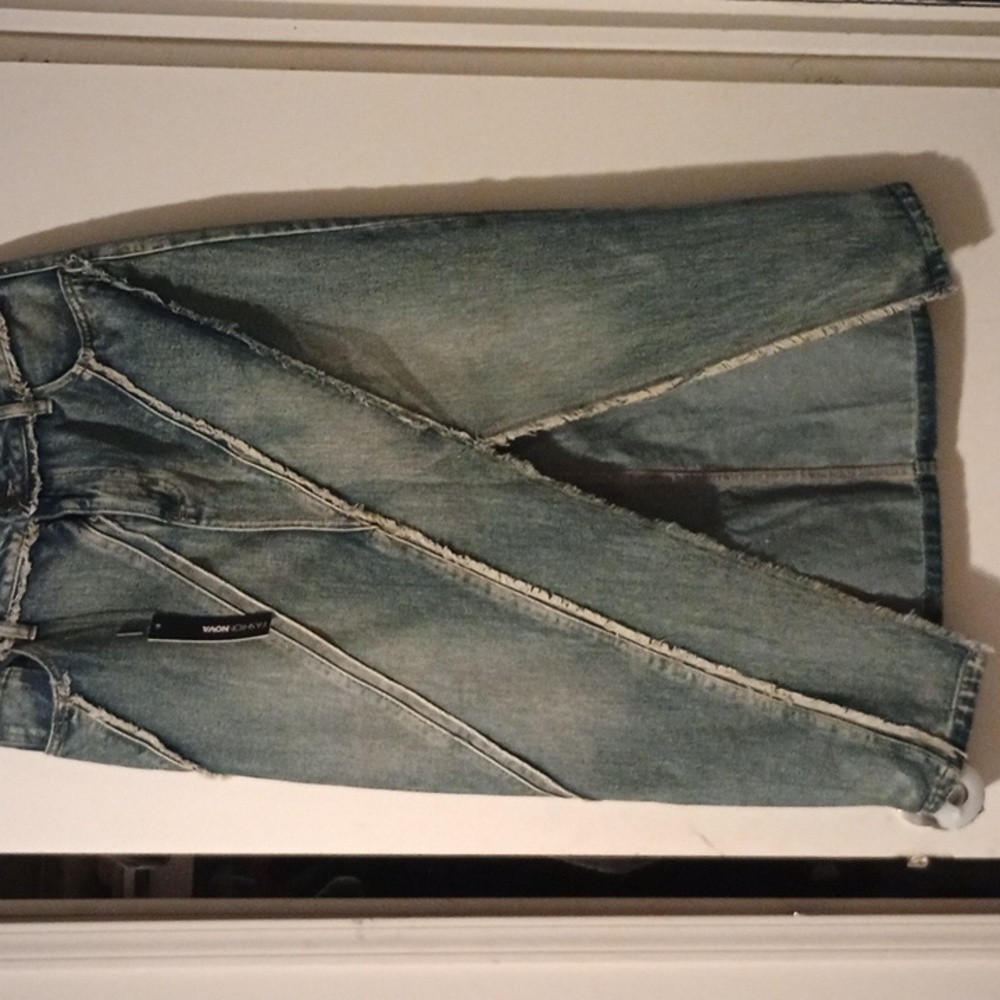 Long denim skirt. New